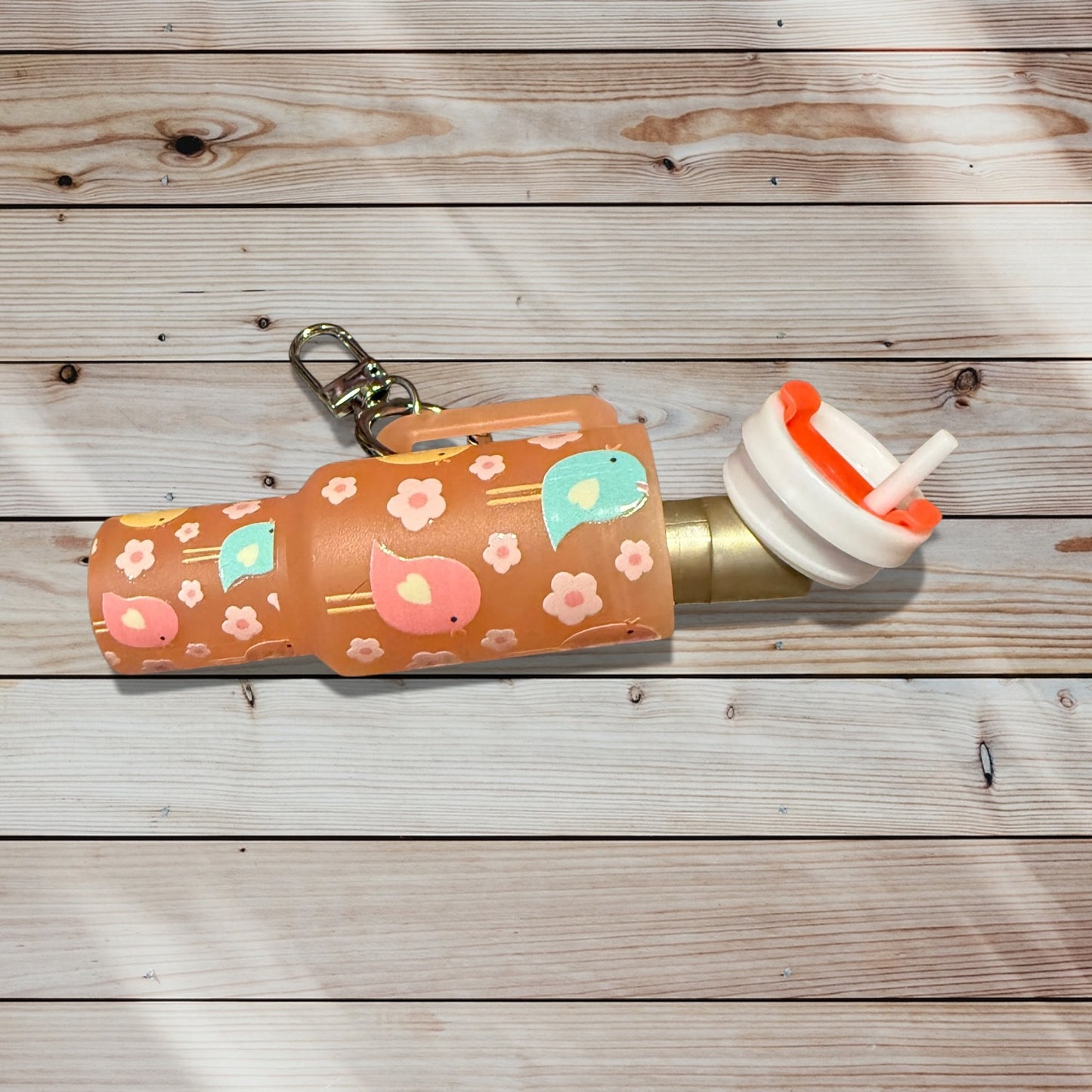 Mini Tumbler Keychain – Birds and Flowers