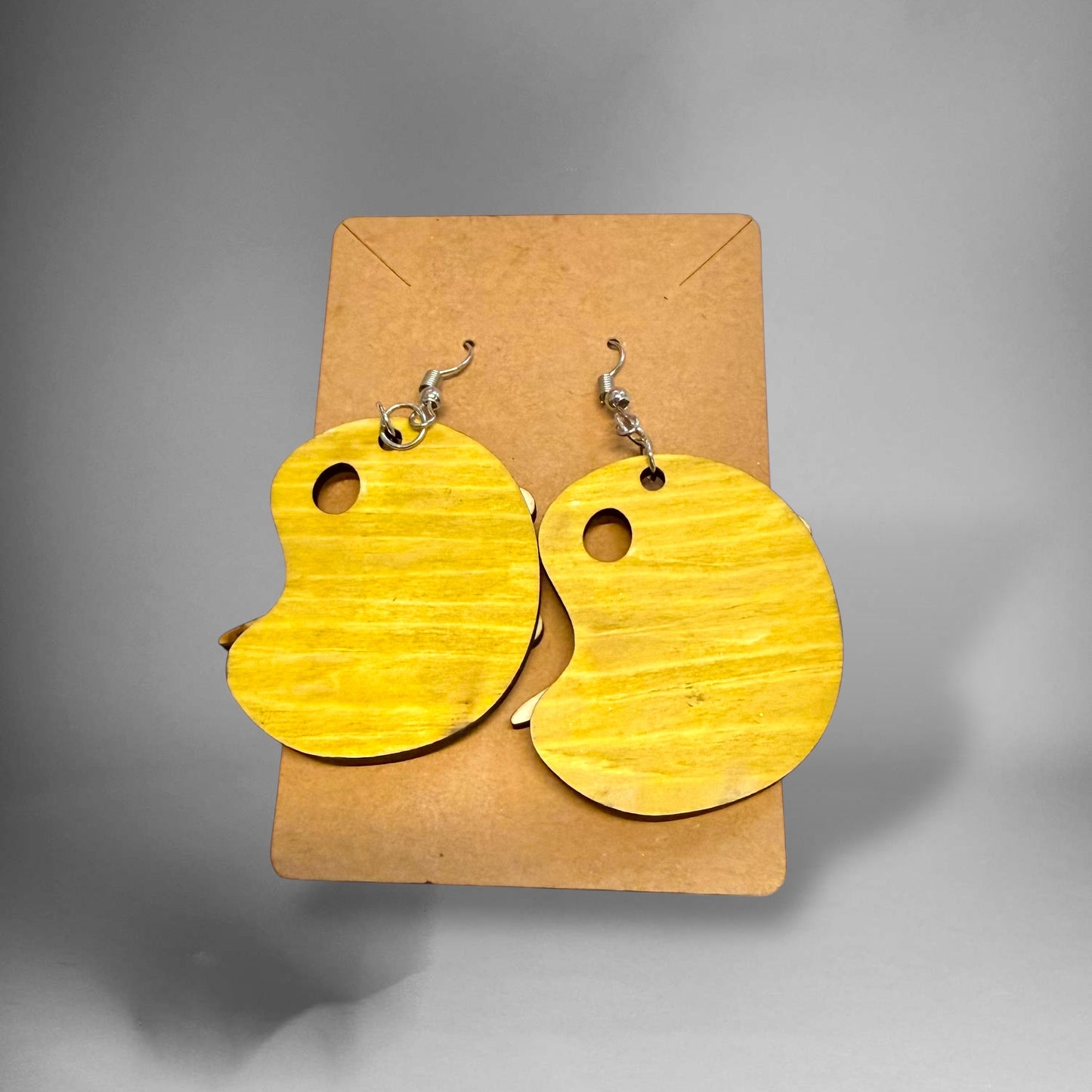 Laser Cut & Hand-Painted Earrings – Art Palette with Flowers