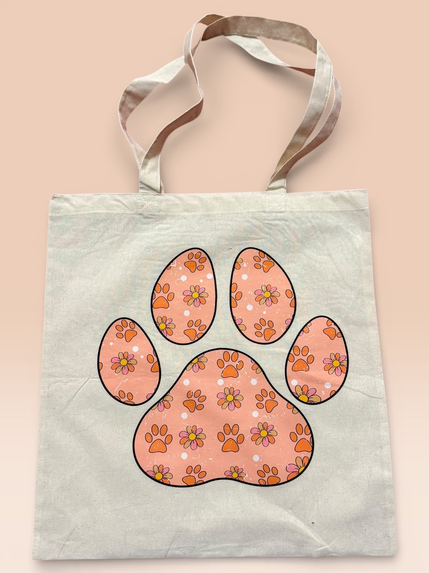 Orange pink floral dog paw