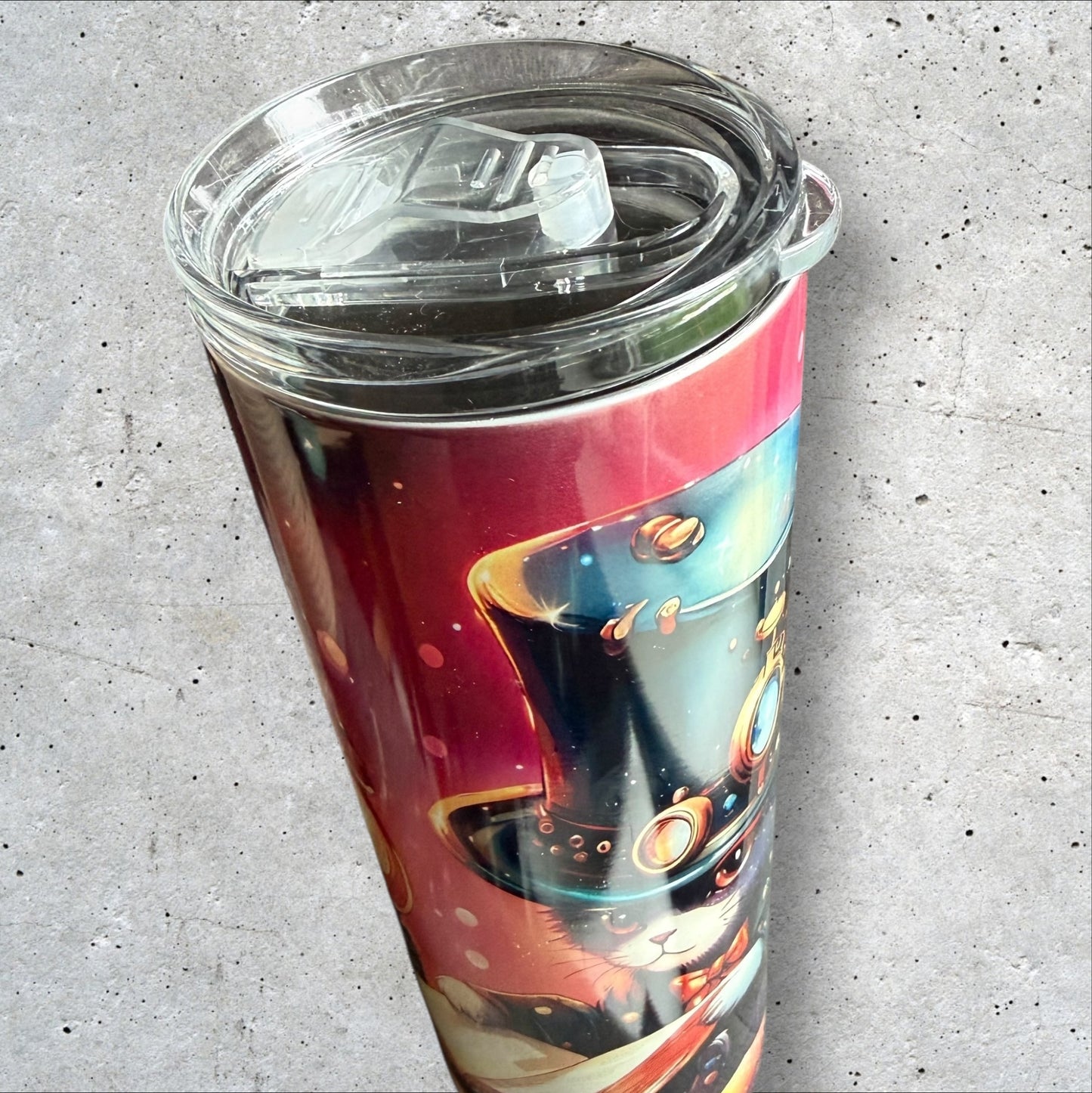 Sublimation Tumbler - Pink Steampunk Cat