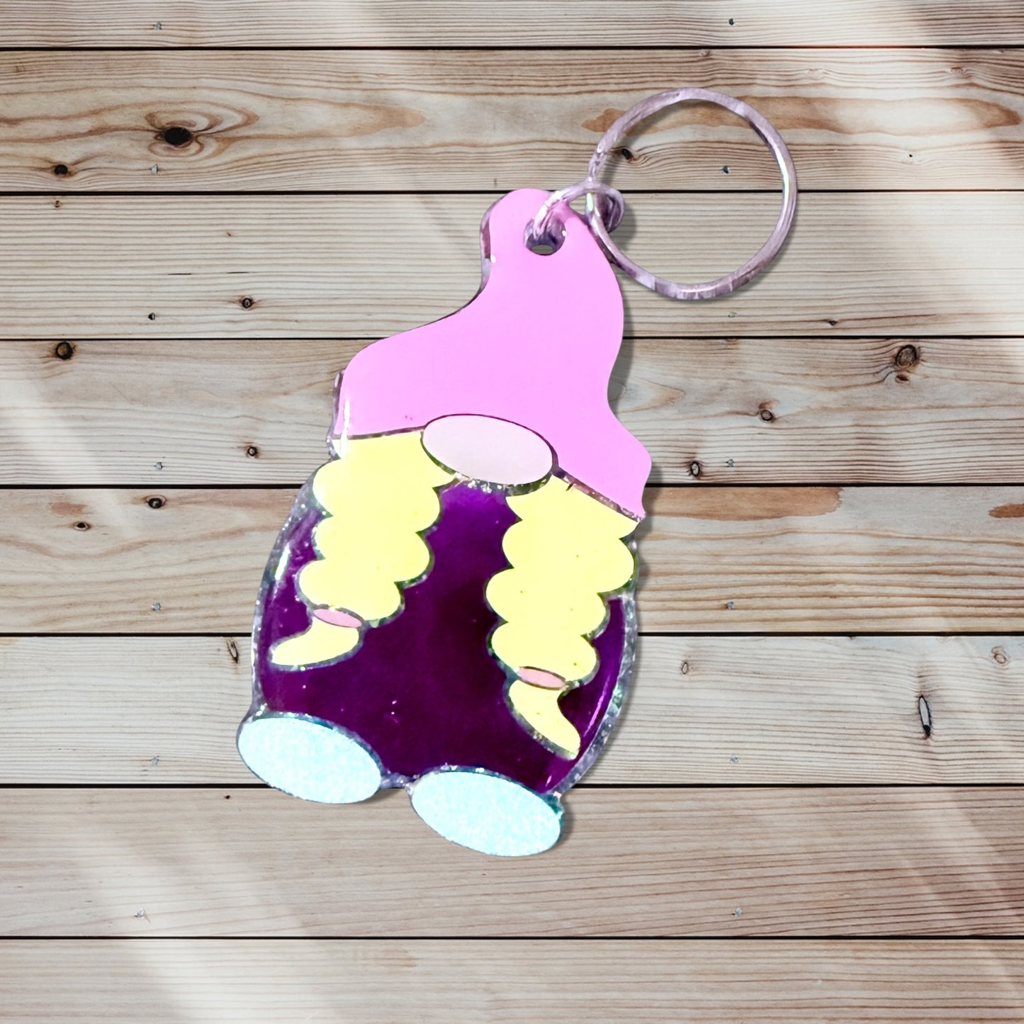Glitter Acrylic Keychain - Girl Gnome