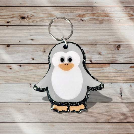 Glitter Acrylic Keychain - Penguin