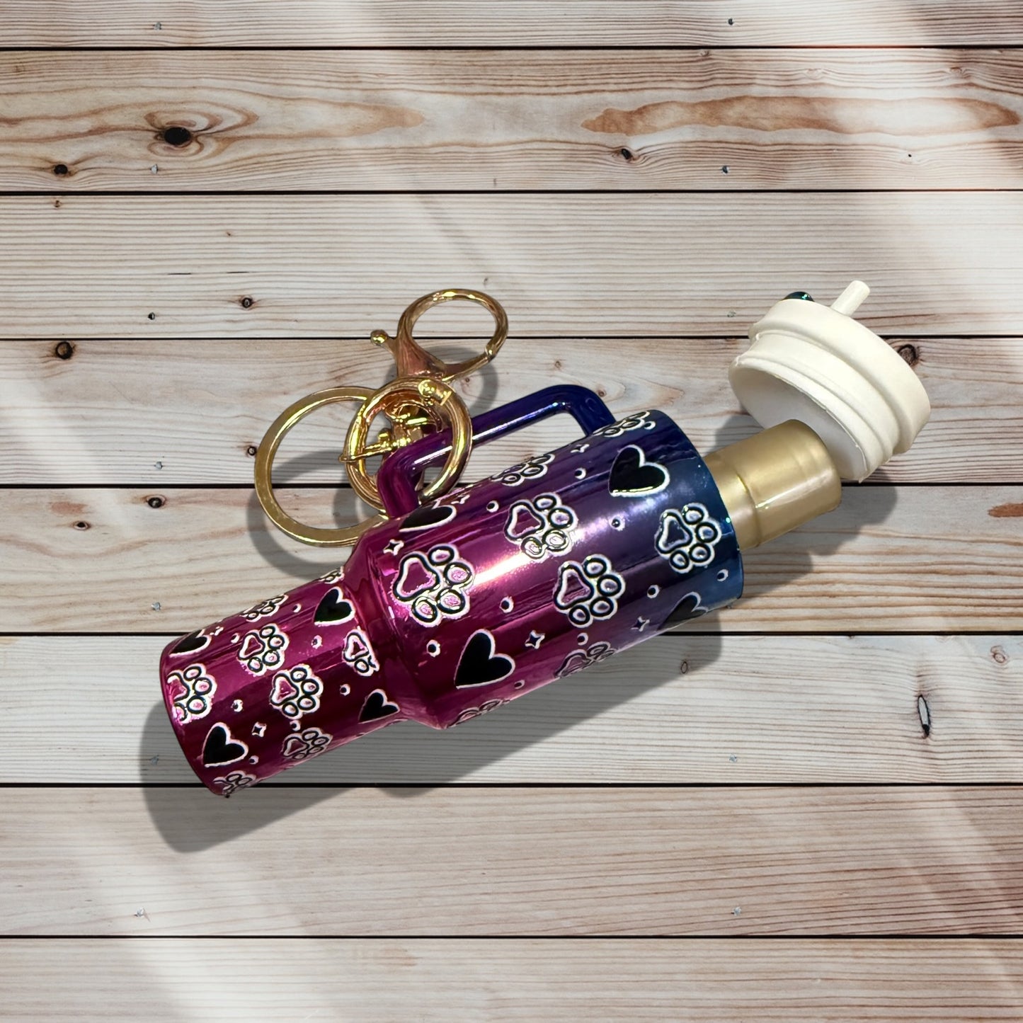 Mini Tumbler Keychain – hearts and paw prints
