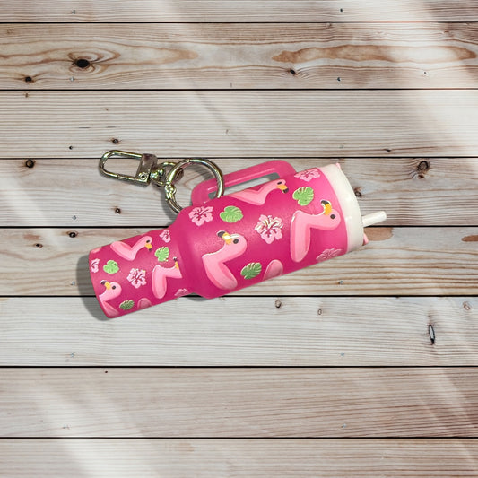 Mini Tumbler Keychain – Flamingos