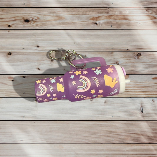 Mini Tumbler Keychain – Bunny and Rainbow