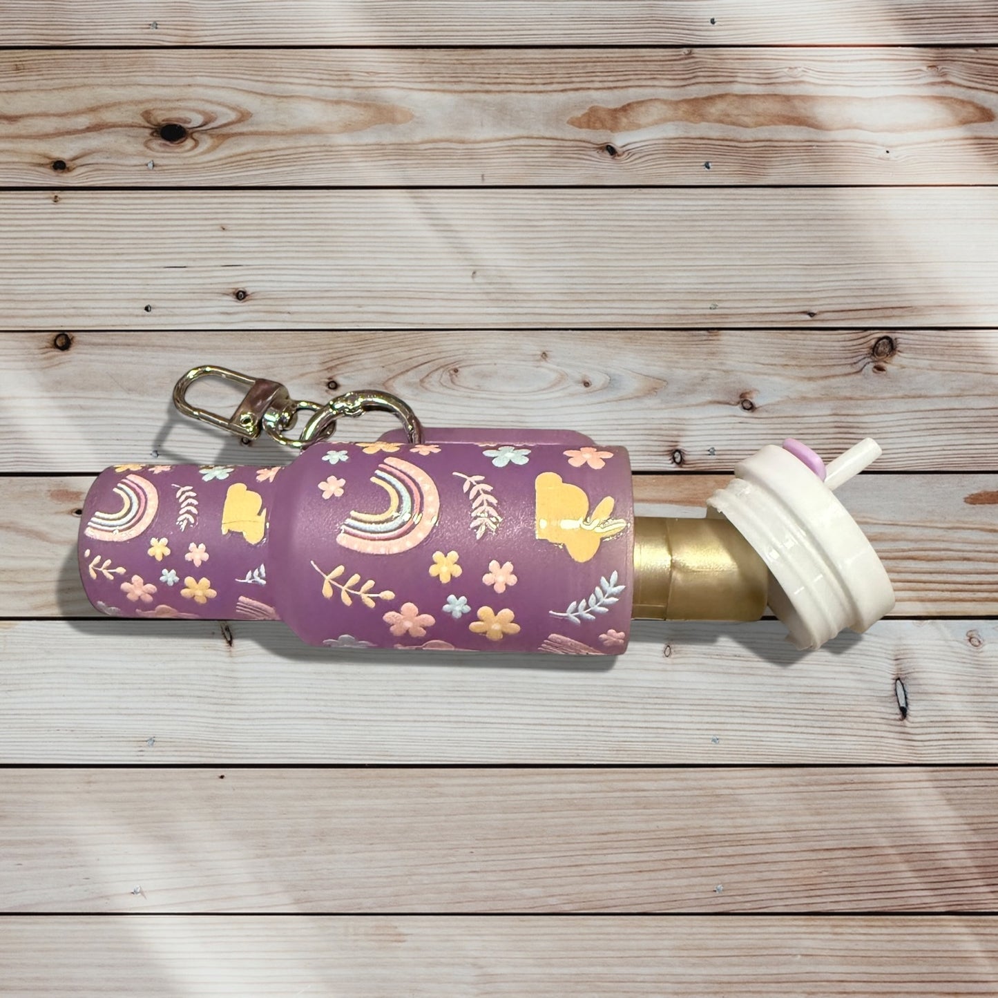 Mini Tumbler Keychain – Bunny and Rainbow