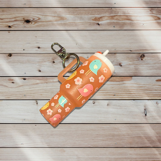 Mini Tumbler Keychain – Birds and Flowers