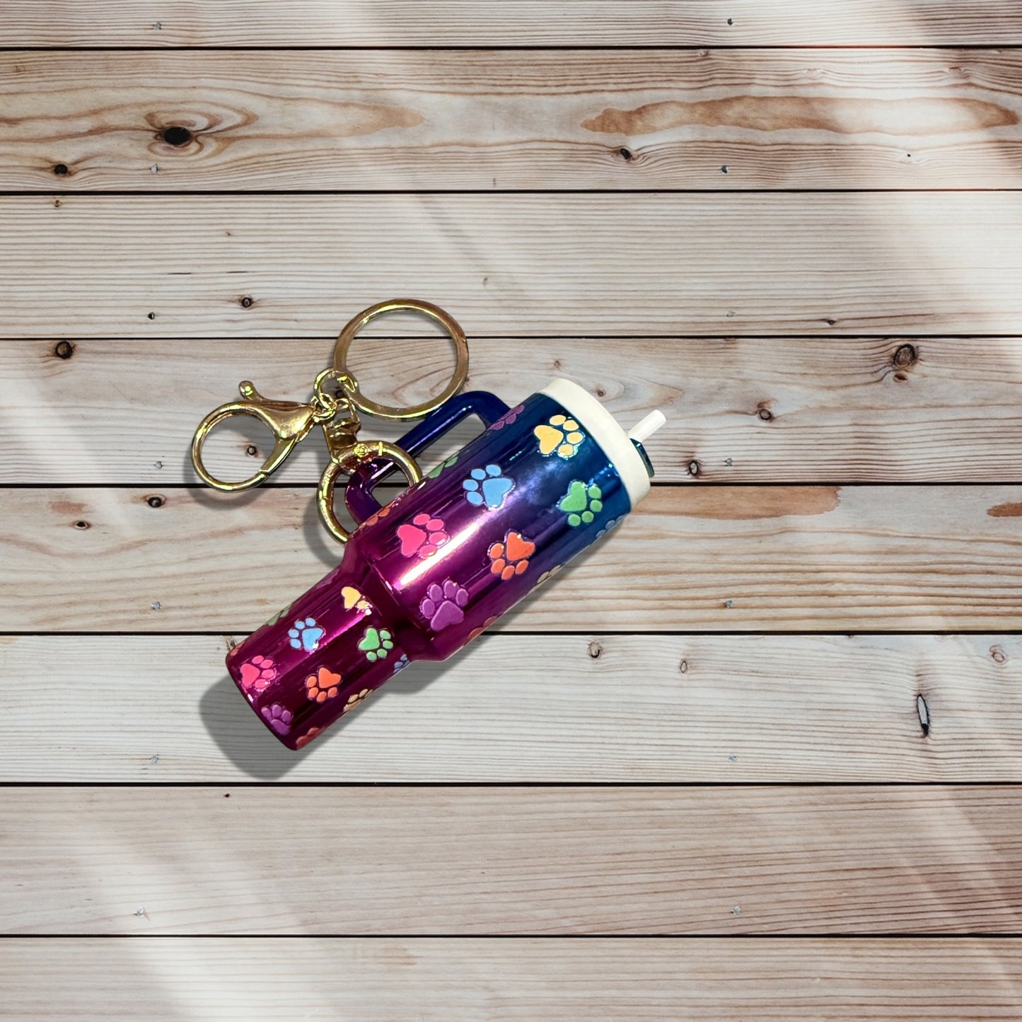 Mini Tumbler Keychain – Rainbow Paws