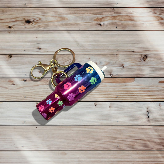 Mini Tumbler Keychain – Rainbow Paws