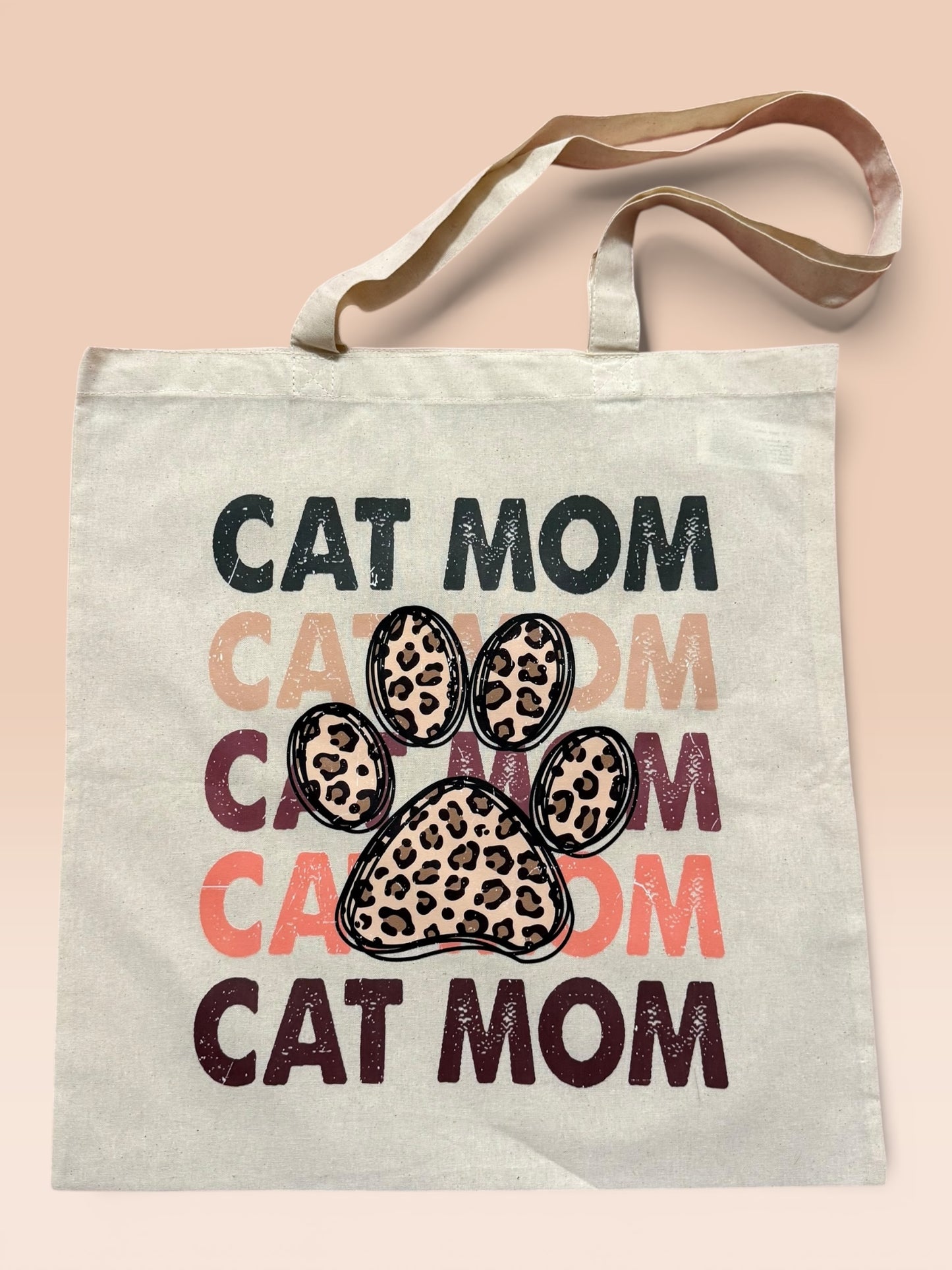 Leopard print Cat mom Paw tote bag