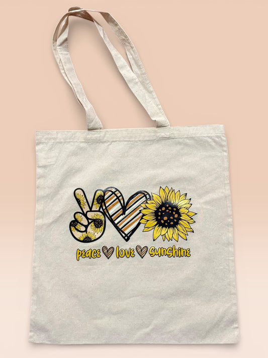 Peace Love Sunflower tote bag