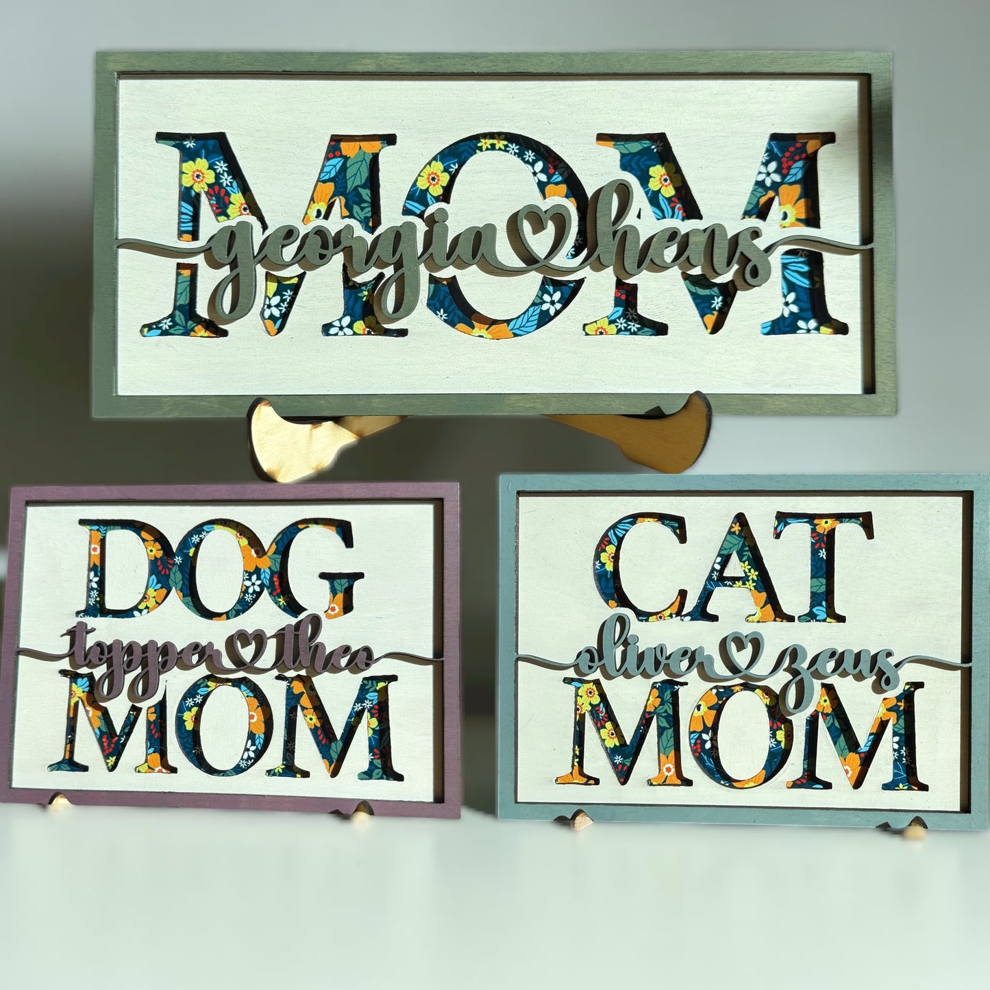 Mom - Dog Mom - Cat Mom personalized sign